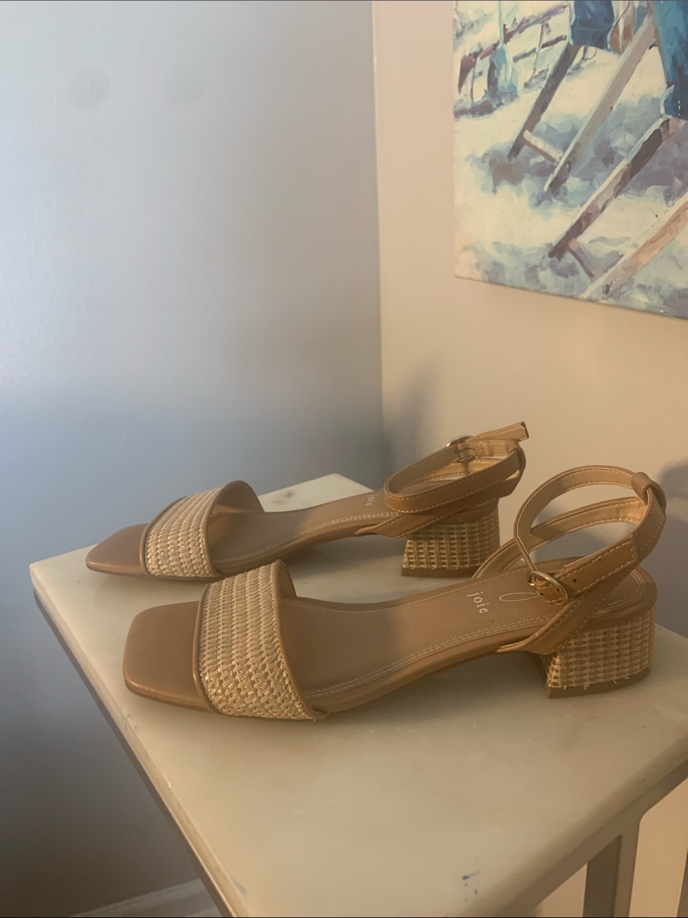 Joie Tan Woven Strap Block Heel Sandals - Picture 5 of 5